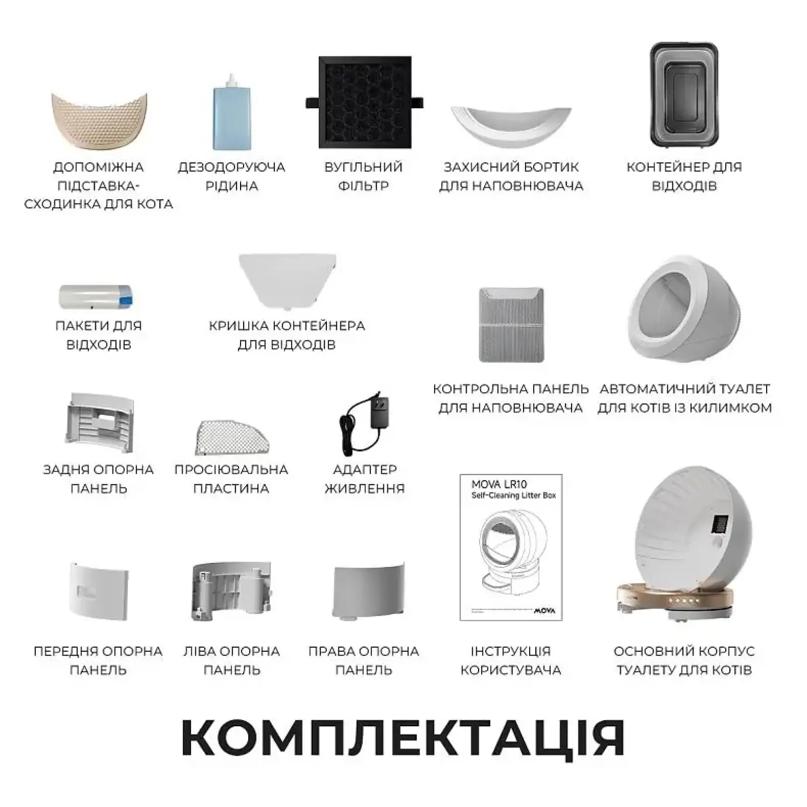 Автоматичний смарт туалет для кішок Mova LR10 Prime UA