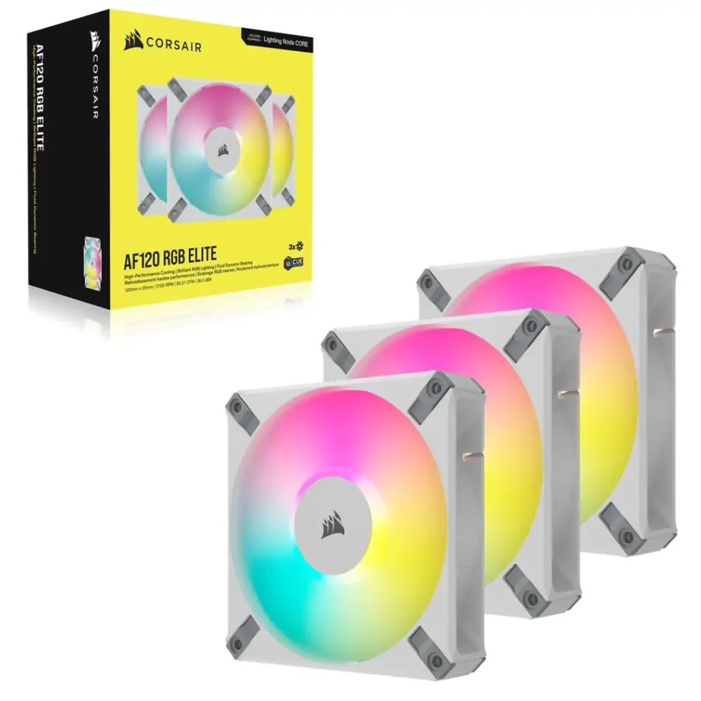 Вентилятор Corsair AF120 RGB Elite White Triple Pack (CO-9050158-WW), 120x120x25мм, 4-pin PWM, белый UA