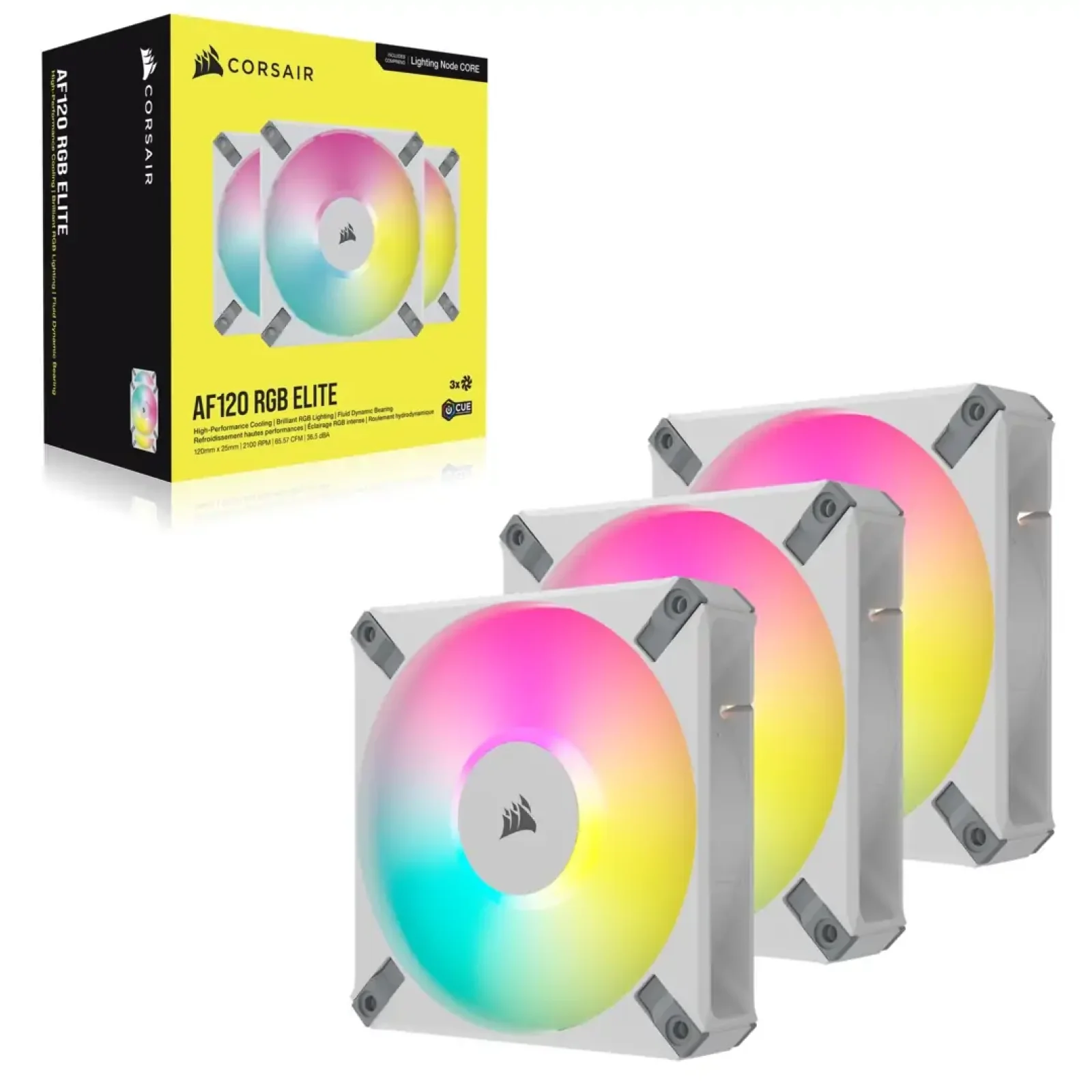 Вентилятор Corsair AF120 RGB Elite White Triple Pack (CO-9050158-WW), 120x120x25мм, 4-pin PWM, белый UA