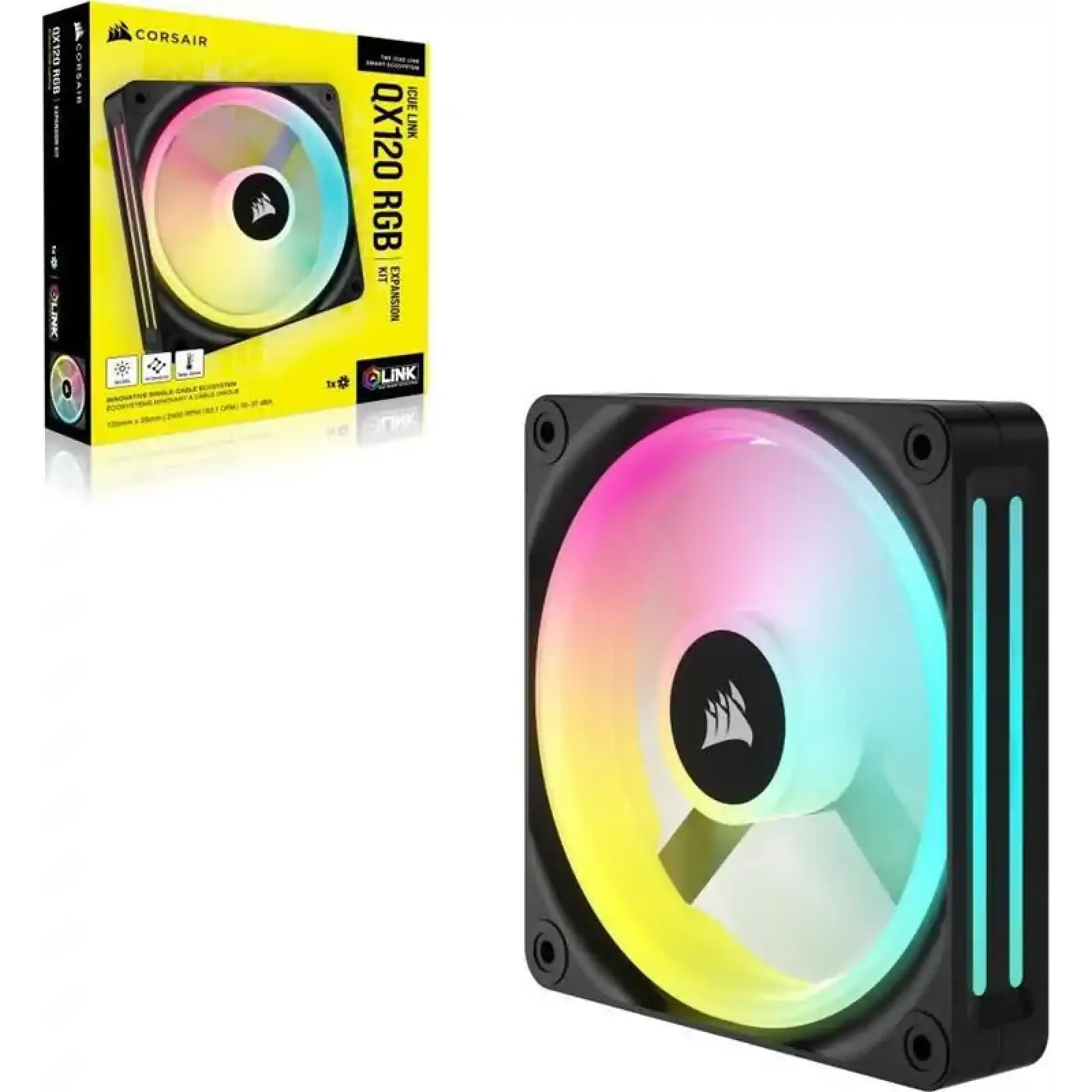 Вентилятор Corsair iCUE Link QX120 RGB PWM (CO-9051001-WW), 120x120x25мм, 4-pin, чорний UA