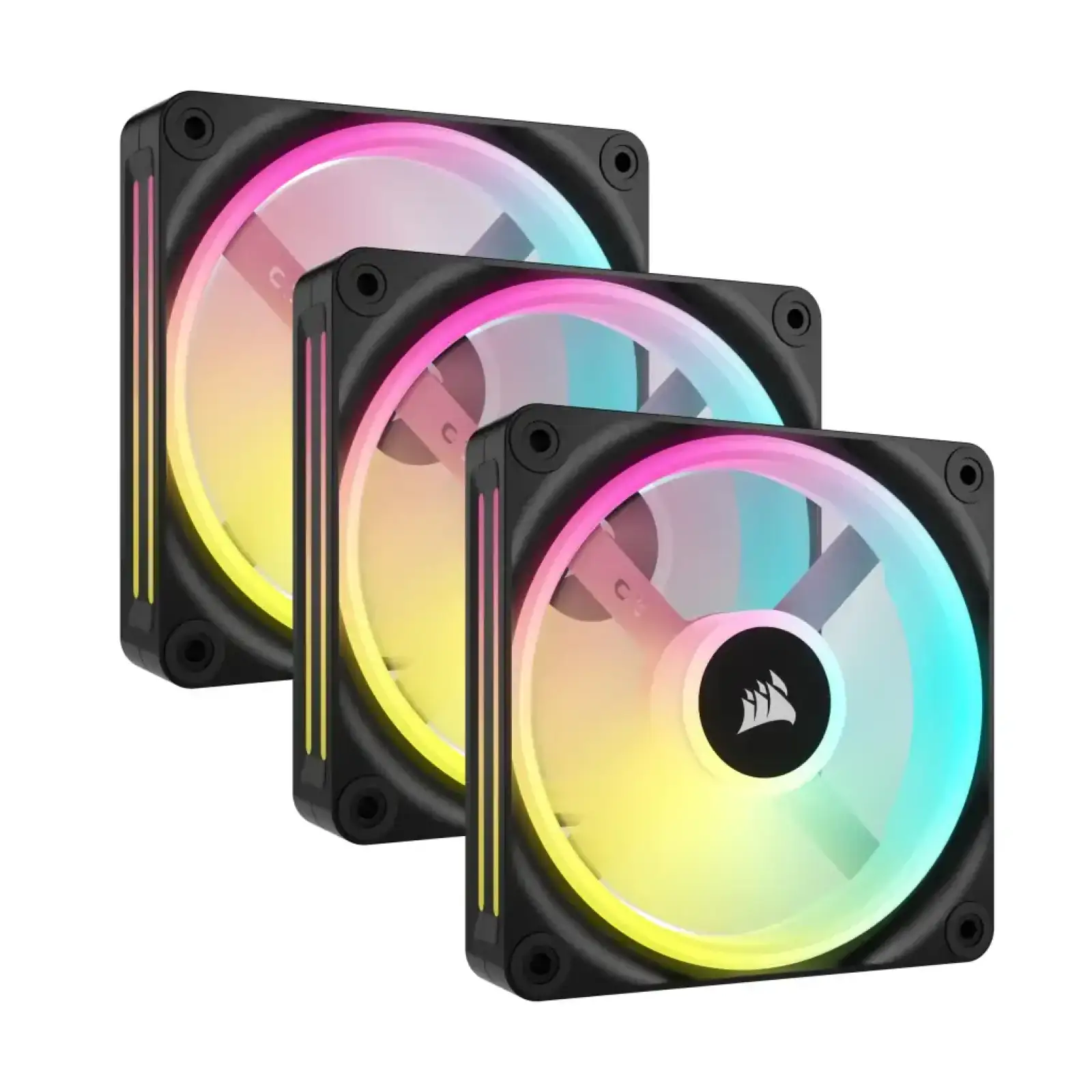 Вентилятор Corsair iCUE Link QX120 RGB PWM PC Fans Starter Kit with iCUE Link System Hub (CO-9051002-WW), 120x120x25мм, 6-pin, черный UA