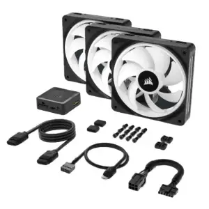 Вентилятор Corsair iCUE Link QX120 RGB PWM PC Fans Starter Kit with iCUE Link System Hub (CO-9051002-WW), 120x120x25мм, 6-pin, черный UA