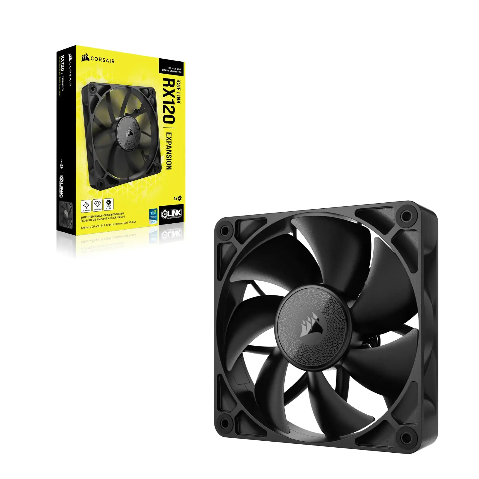 Вентилятор Corsair iCUE Link RX120 PWM (CO-9051009-WW), 120x120x25мм, 4-pin, чорний UA