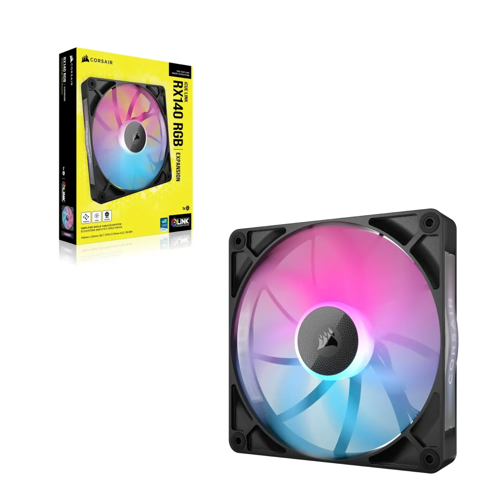 Вентилятор Corsair iCUE Link RX140 RGB PWM (CO-9051019-WW), 140x140x25мм, 4-pin, черный UA