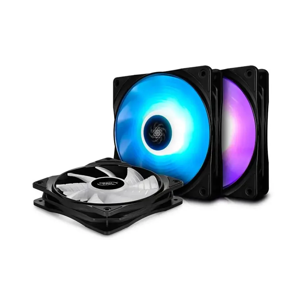 Вентилятор DeepCool RF 120-3 IN 1, 120х120х25 мм, 4-pin, черный с белым, DP-FRGB-RF120-3C UA
