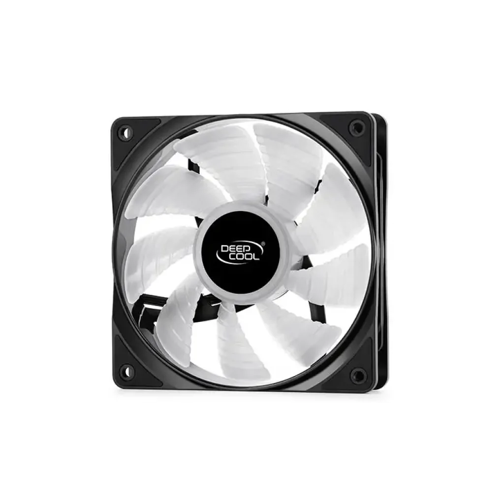 Вентилятор DeepCool RF 120-3 IN 1, 120х120х25 мм, 4-pin, черный с белым, DP-FRGB-RF120-3C UA