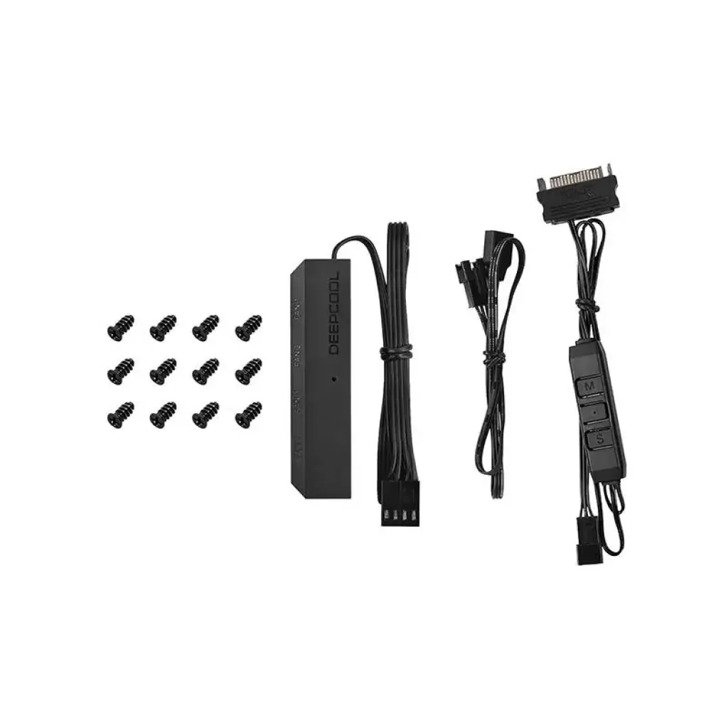 Вентилятор DeepCool RF 120-3 IN 1, 120х120х25 мм, 4-pin, черный с белым, DP-FRGB-RF120-3C UA