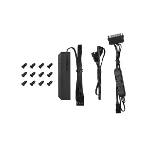Вентилятор DeepCool RF 120-3 IN 1, 120х120х25 мм, 4-pin, черный с белым, DP-FRGB-RF120-3C UA
