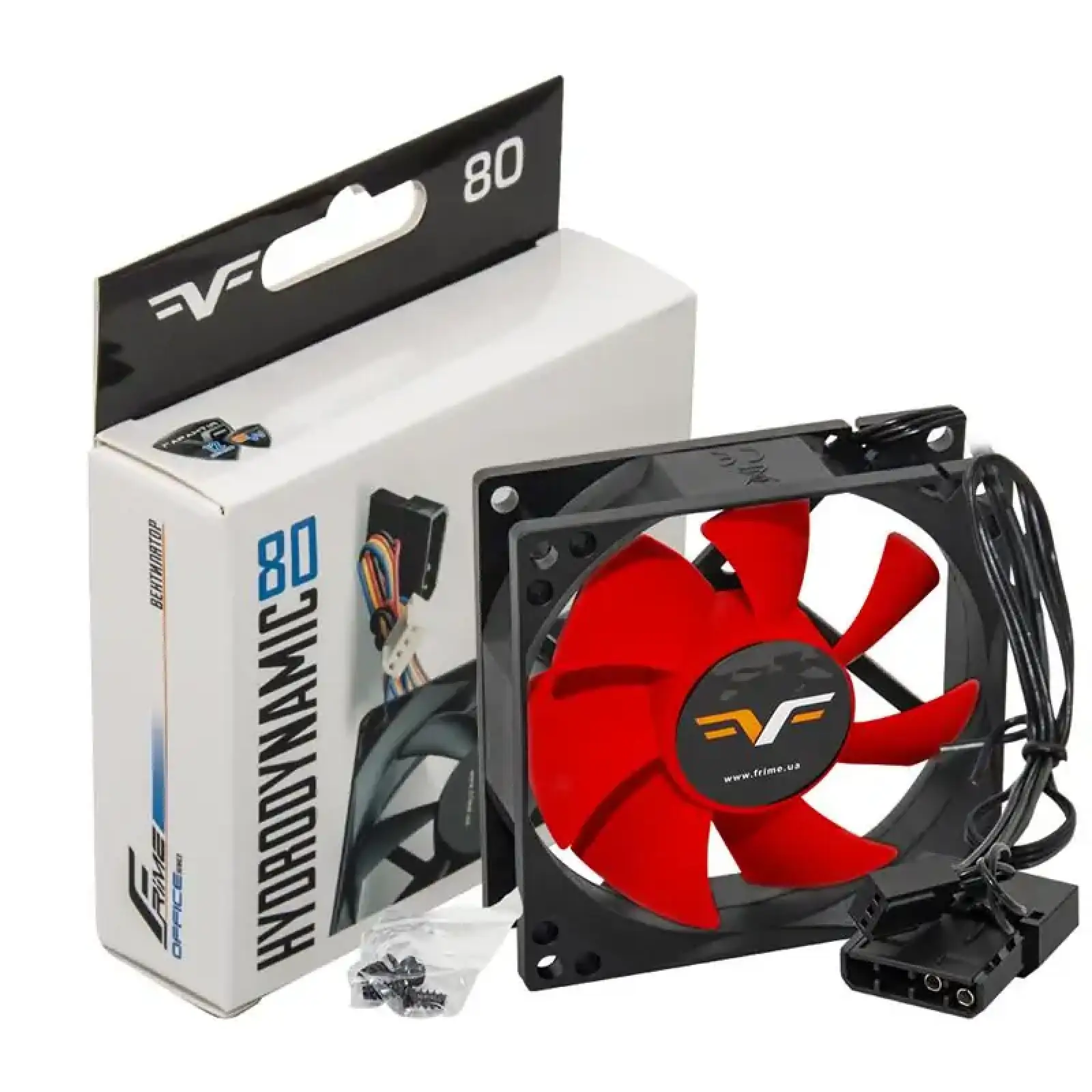 Вентилятор Frime (FRF80HB3) 80x80x25мм, 3pin+Molex, Black/Red UA