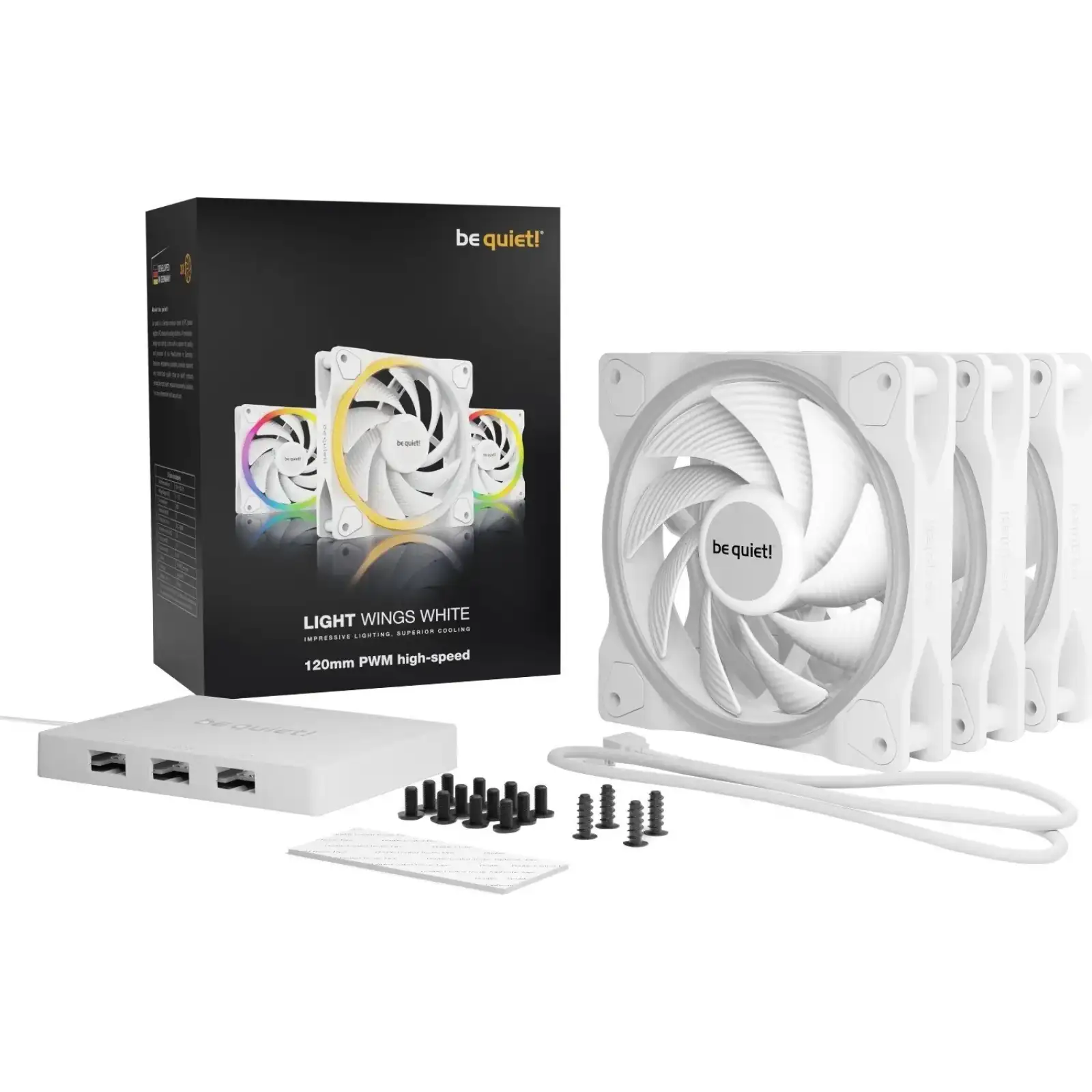 Вентилятор be quiet! Light Wings 120mm PWM High-Speed 3-Pack White (BL101) UA