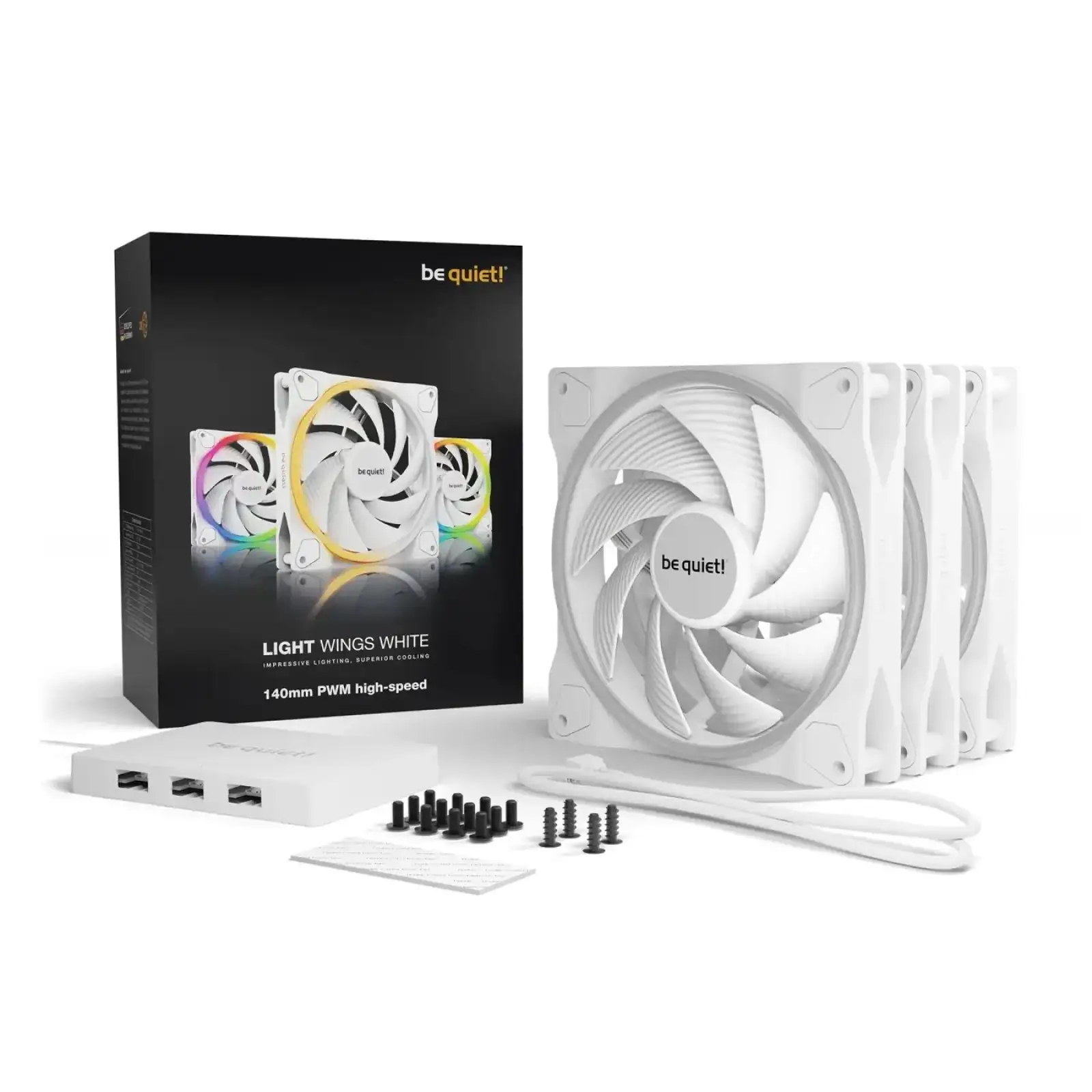Вентилятор be quiet! Light Wings 140mm PWM High-Speed 3-Pack White (BL103) UA