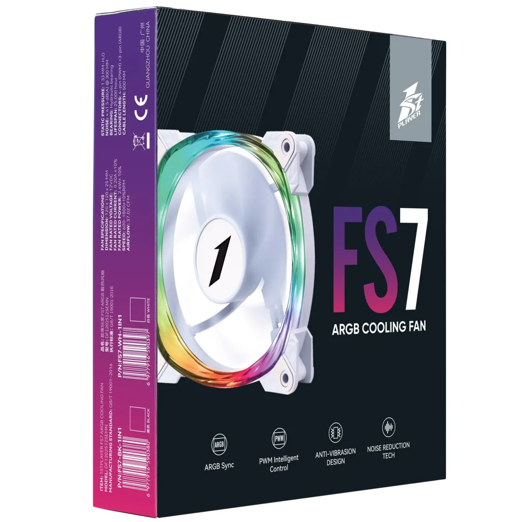 Вентилятор 1stPlayer FS7 White (FS7-WH-1IN1) UA