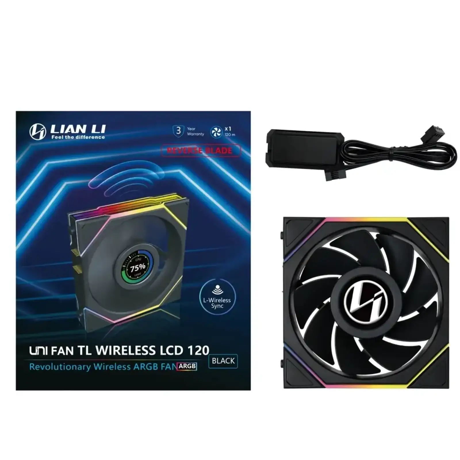 Вентилятор Lian Li Uni Fan TL Wireless LCD 120-1 Reverse Black (G99.12RTLLCD1W1B.00) UA