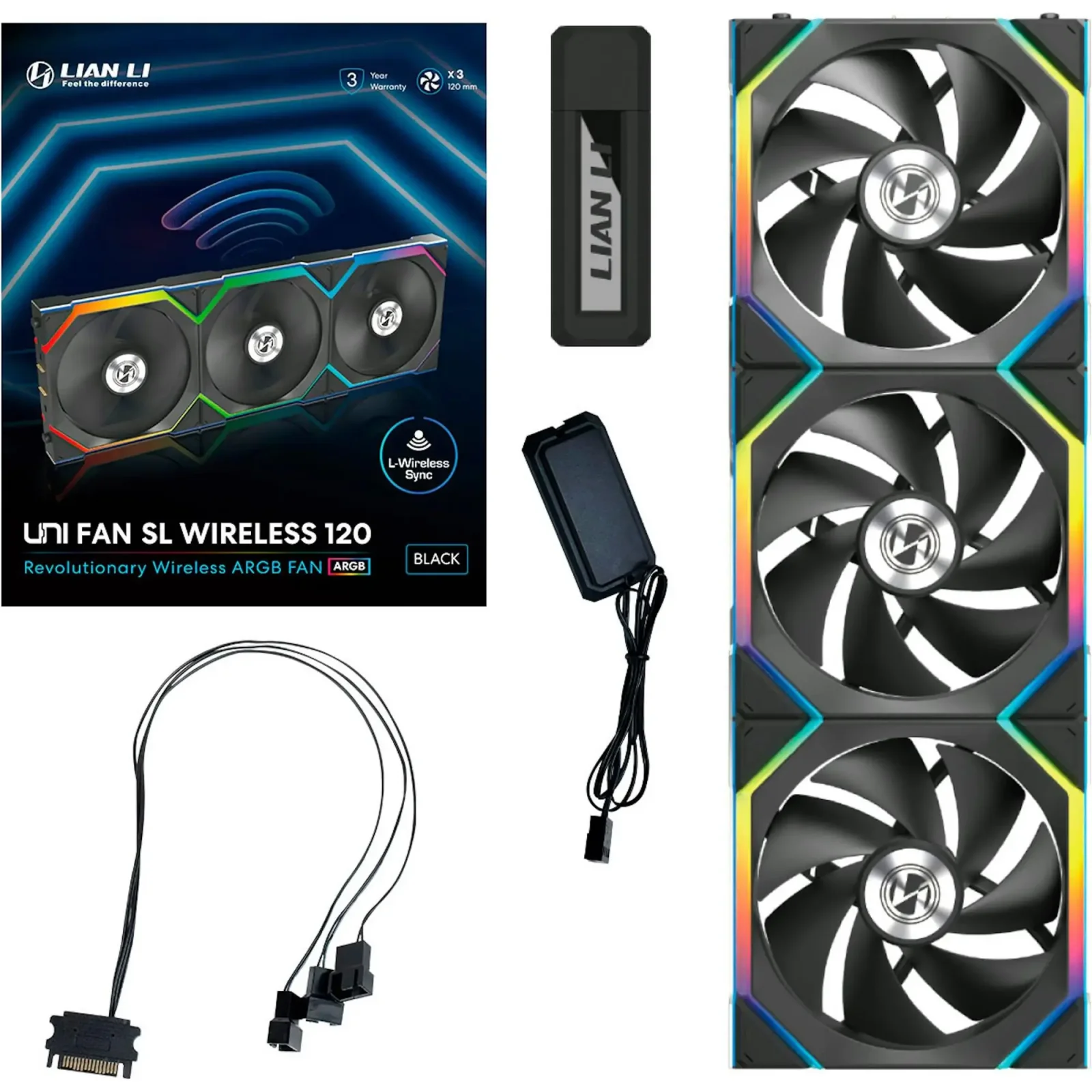 Вентилятор Lian Li Uni Fan SL Wireless 120-3 Black (G99.12SL1W3B.00) UA