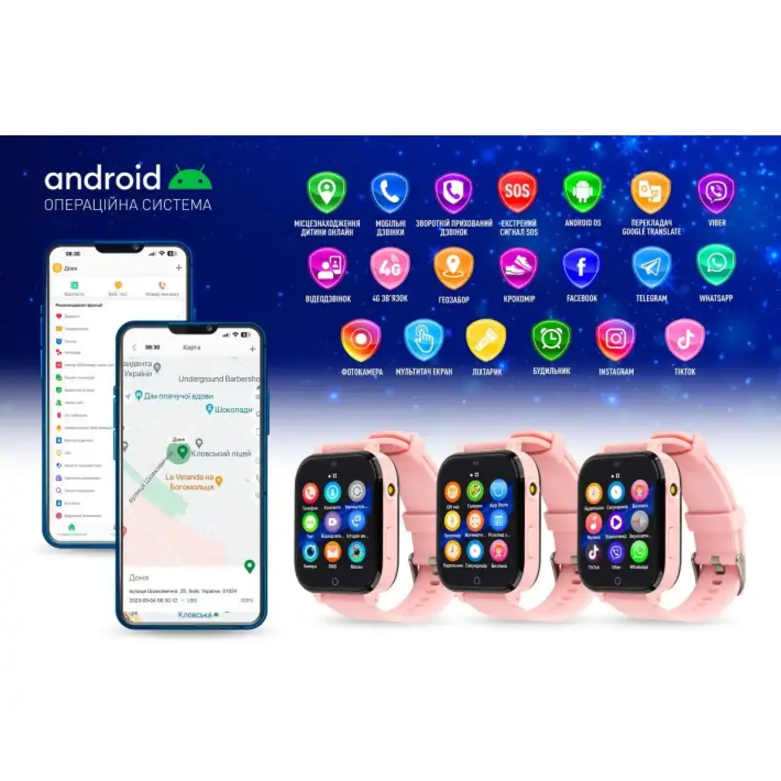 Детские смарт-часы Garmix PointPRO-300 4G/GPS/WiFi Pink UA