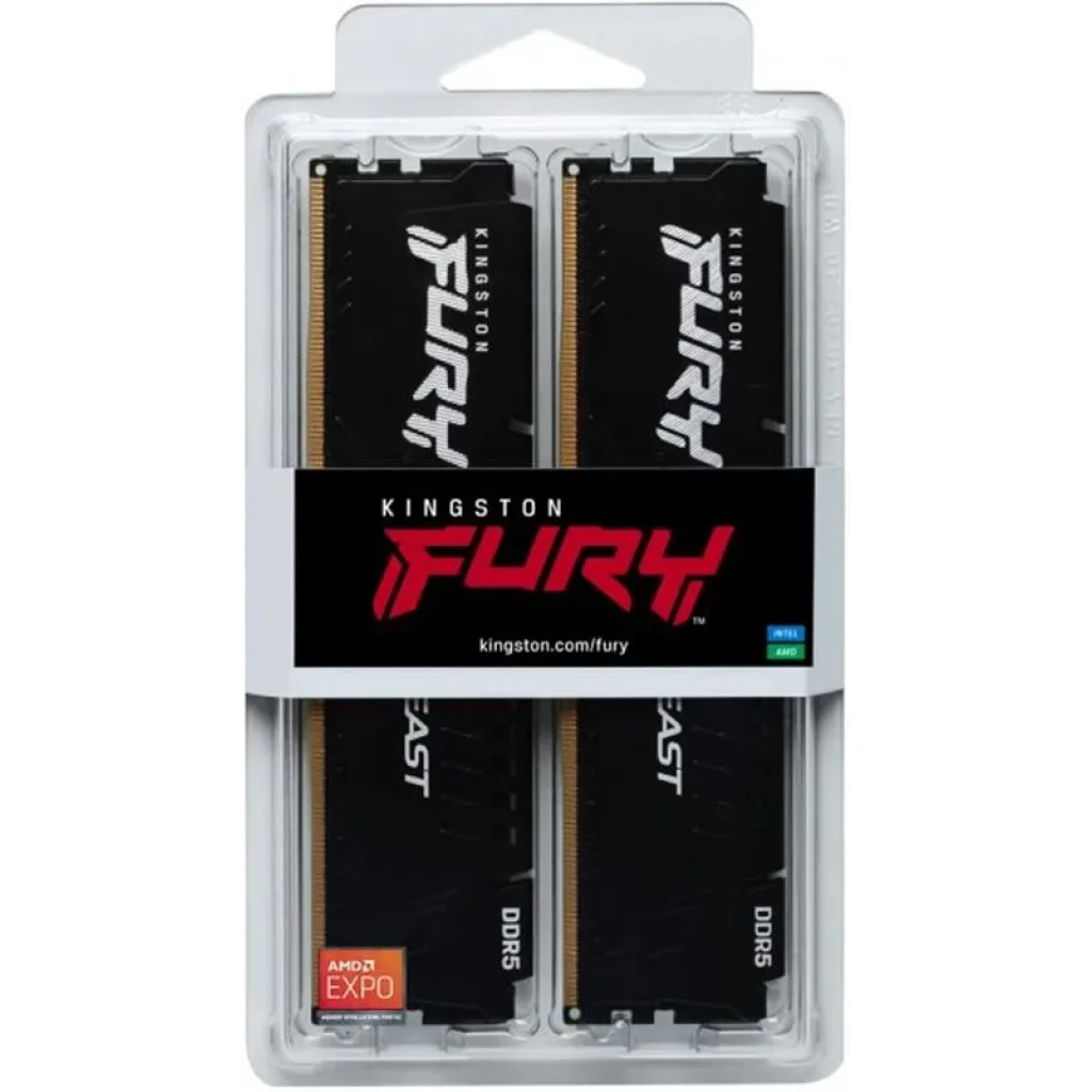 Модуль памяти DDR5 2x16GB/6400 Kingston Fury Beast Black (KF564C32BBK2-32) UA