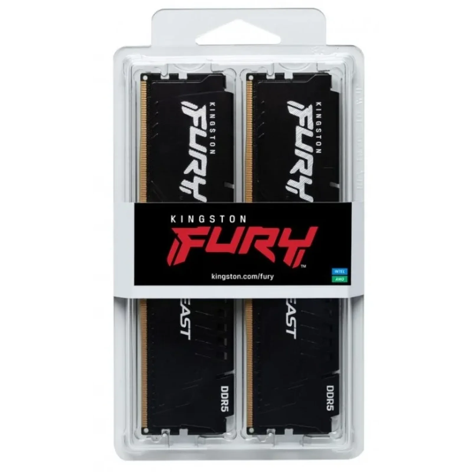 Модуль пам'яті DDR5 2x16GB/5200 Kingston Fury Beast Black (KF552C40BBK2-32) UA