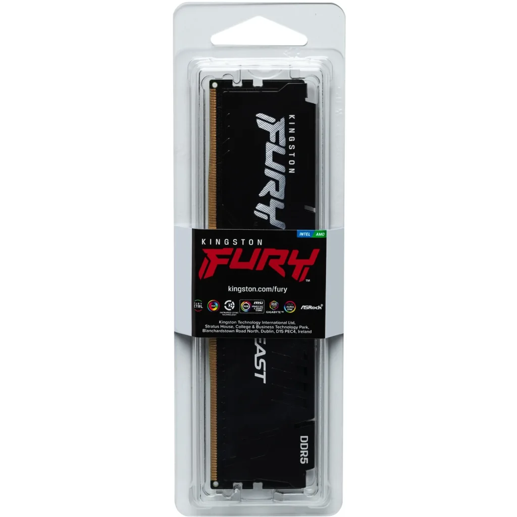 Модуль пам'яті DDR5 8GB/5600 Kingston Fury Beast Black (KF556C40BB-8) UA