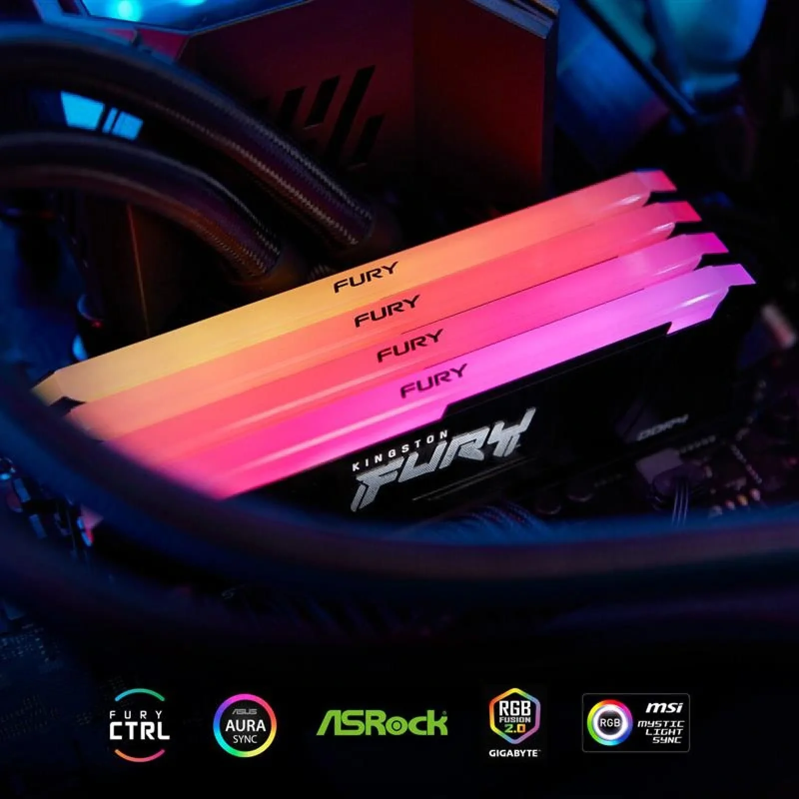 Модуль пам'яті DDR4 2x16GB/3200 Kingston Fury Beast RGB (KF432C16BB12AK2/32) UA