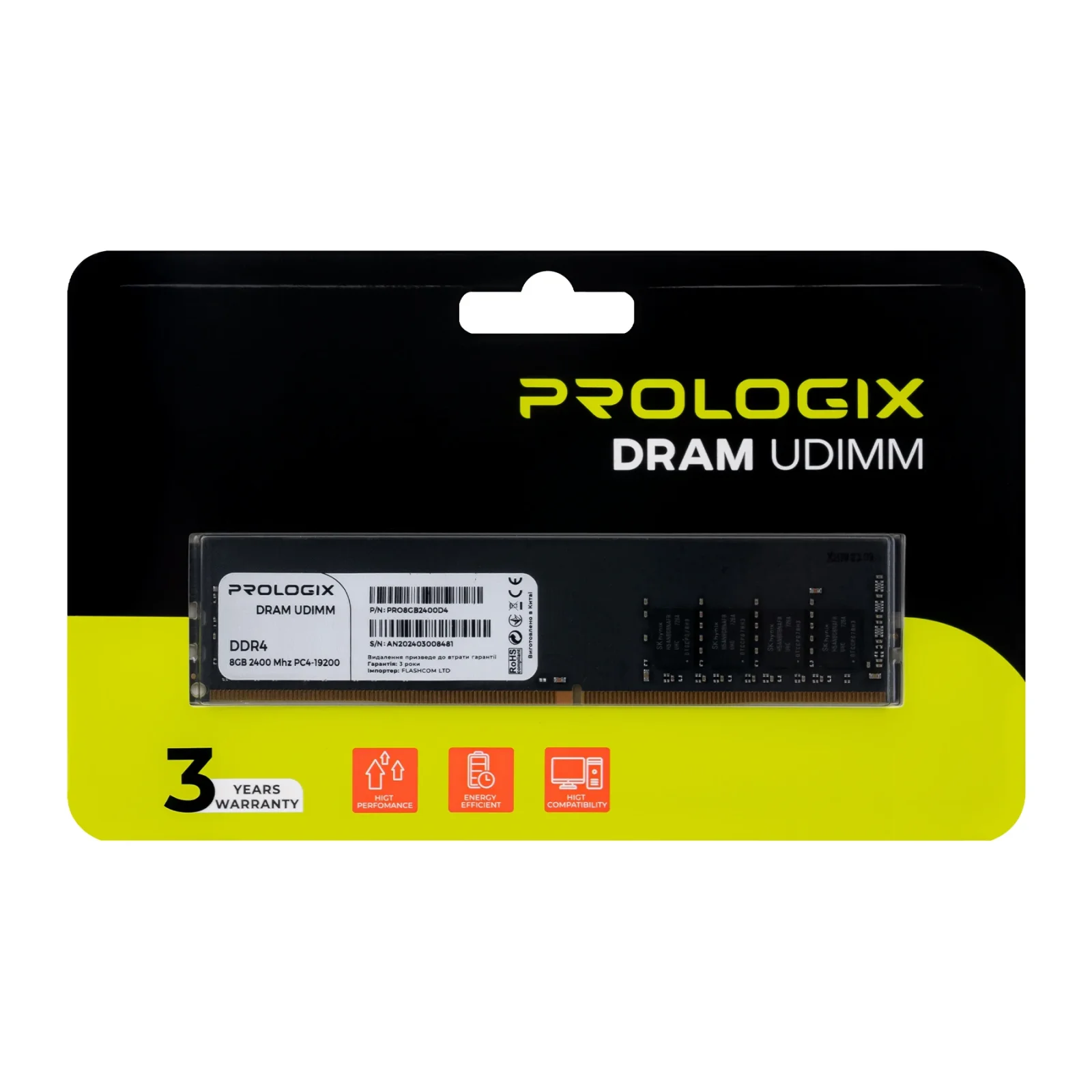 Оперативная память DDR4 8GB/2400 Prologix (PRO8GB2400D4) UA