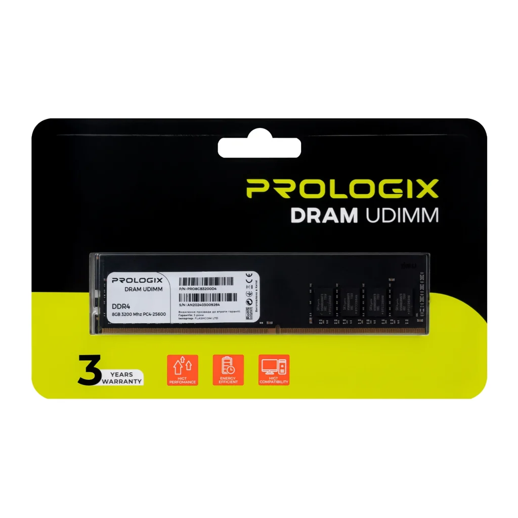 Модуль пам'яті DDR4 8GB/3200 Prologix (PRO8GB3200D4) UA