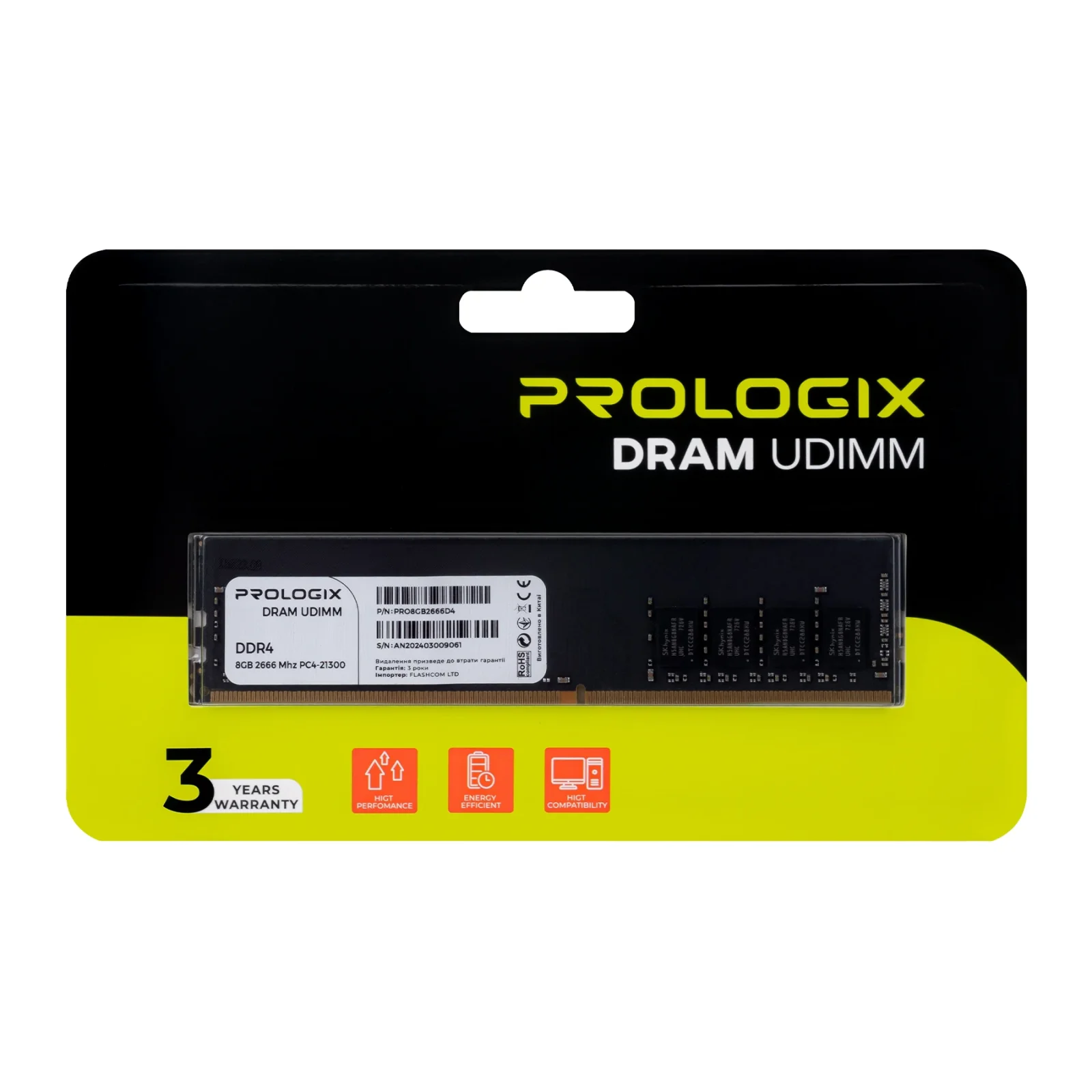 Оперативная память DDR4 8GB/2666 Prologix (PRO8GB2666D4) UA