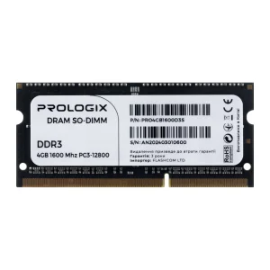 Модуль памяти SO-DIMM 4GB/1600 DDR3 Prologix (PRO4GB1600D3S) UA