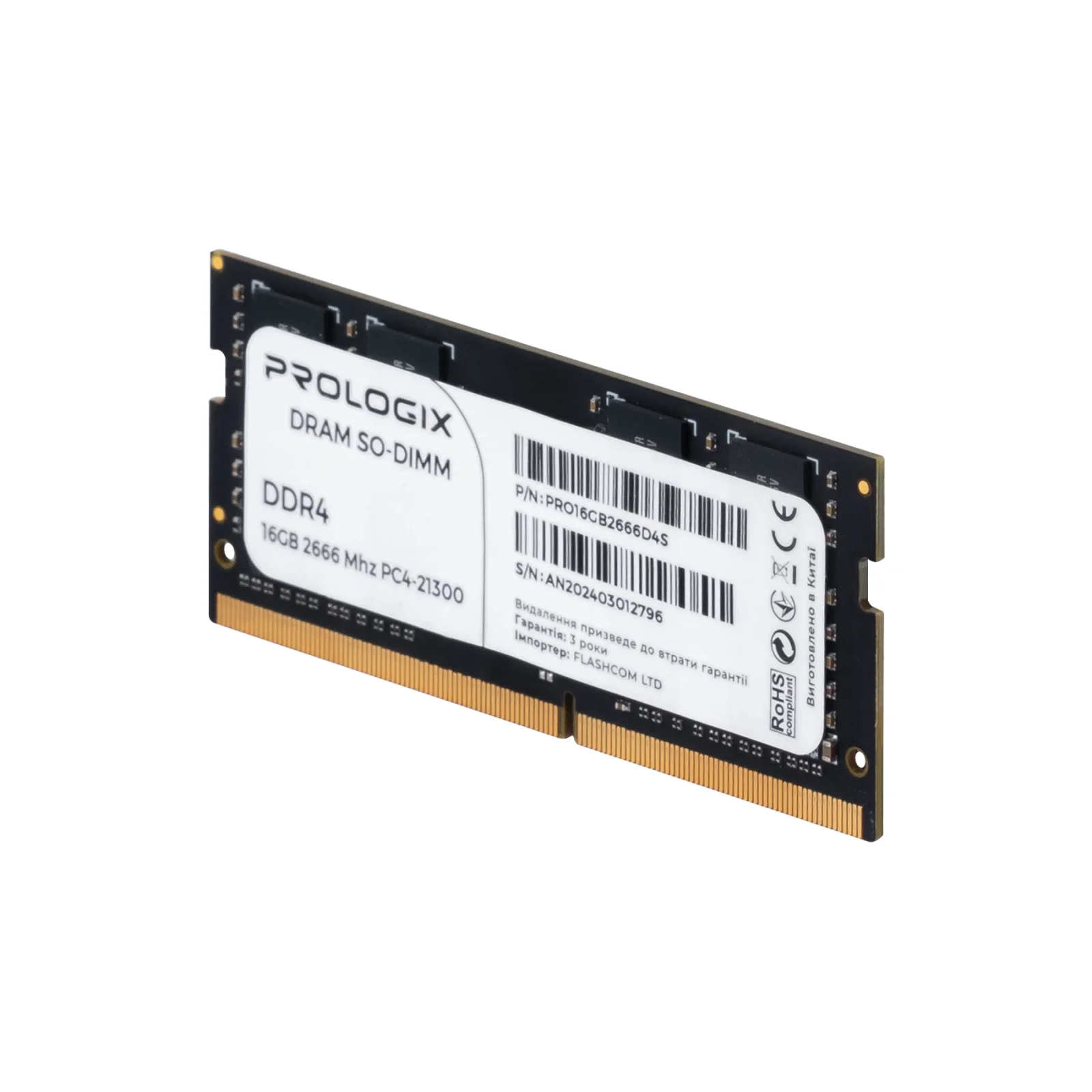 Модуль пам'яті SO-DIMM 16GB/2666 DDR4 Prologix (PRO16GB2666D4S) UA
