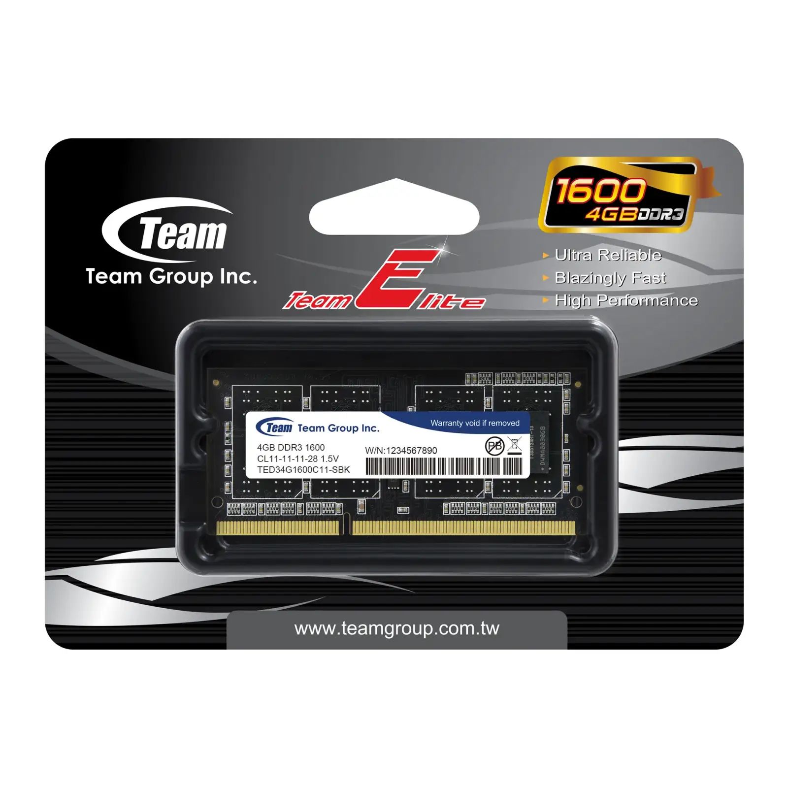 Оперативная память DDR3 4GB/1600 Team Elite (TED34G1C00C11-S01) UA