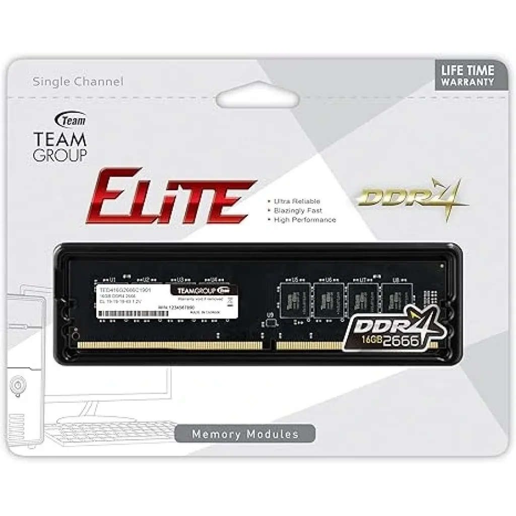 Модуль пам'яті DDR4 16GB/2666 Team Elite (TED416G2666C1901) UA