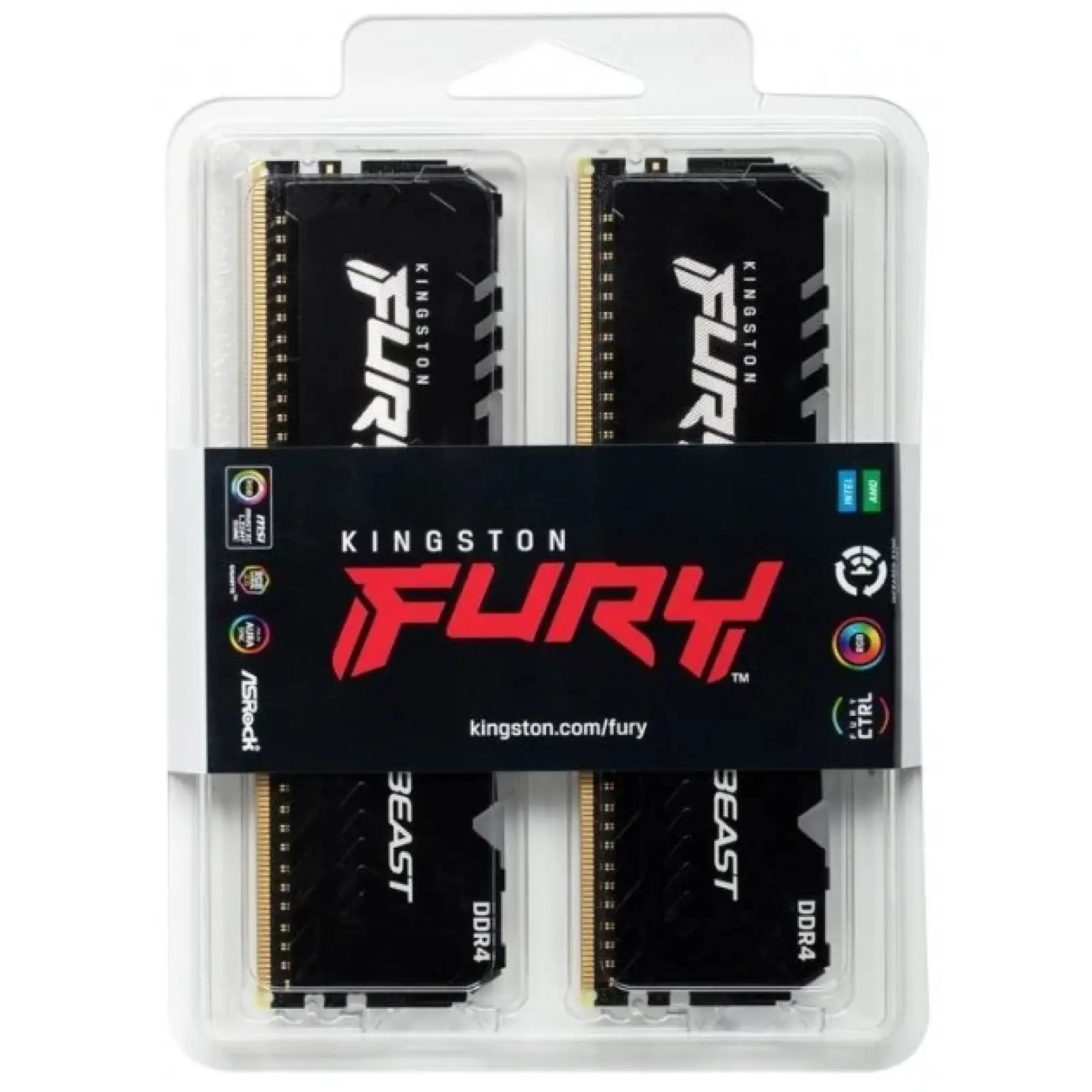 Оперативна пам'ять DDR4 2x16GB/3600 Kingston Fury Beast RGB Black (KF436C18BBAK2/32) UA
