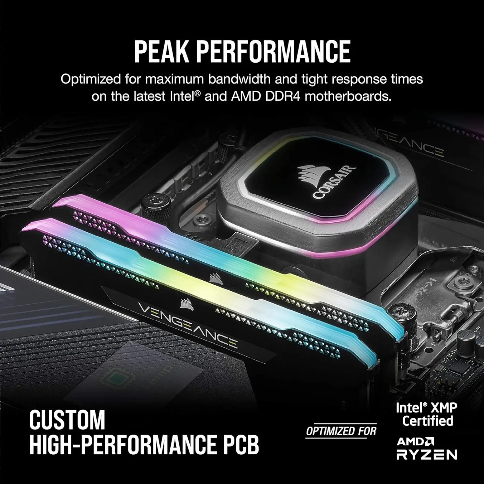 Оперативна пам'ять DDR4 2x16GB/3600 Corsair Vengeance RGB Pro SL Black (CMH32GX4M2D3600C18) UA