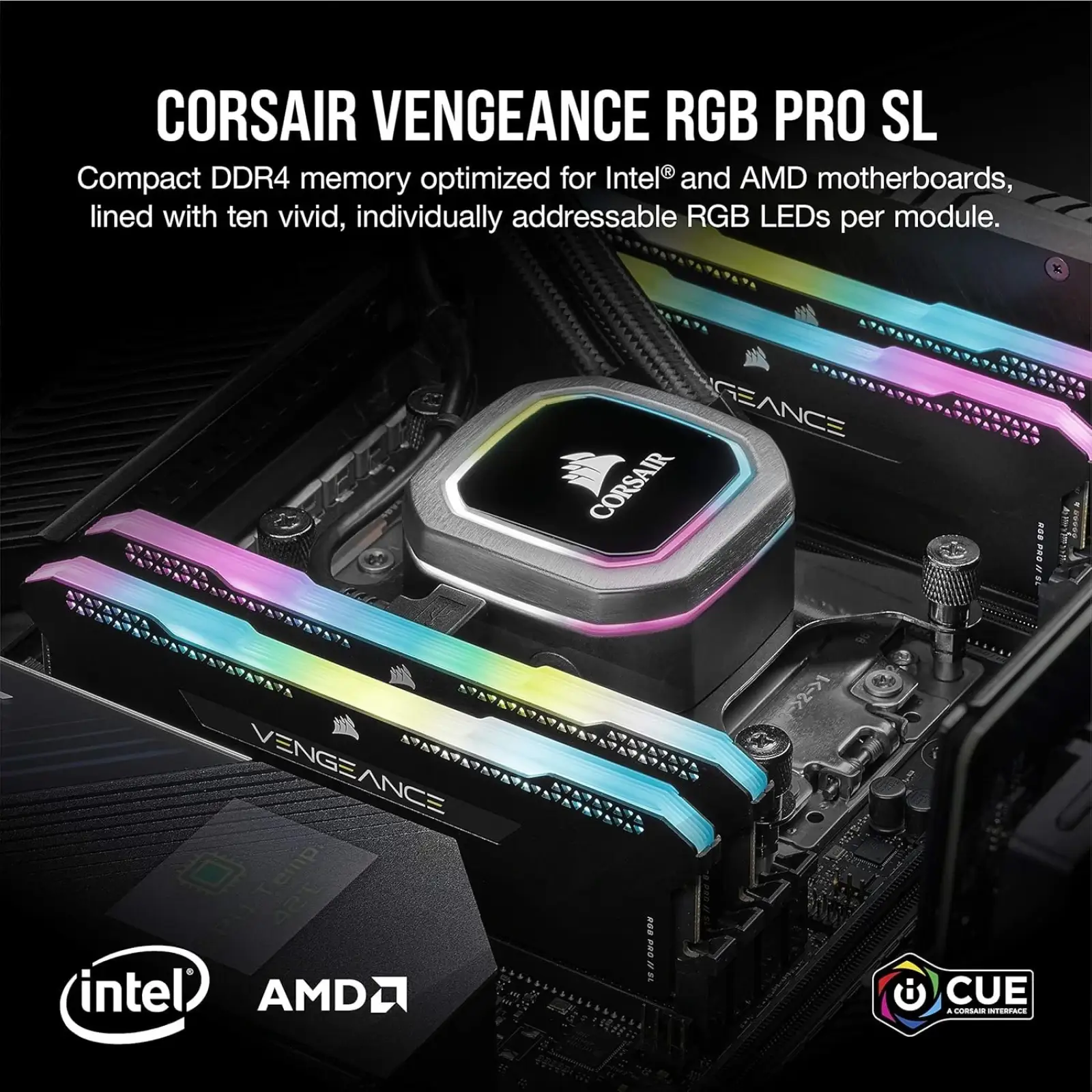 Оперативна пам'ять DDR4 2x16GB/3600 Corsair Vengeance RGB Pro SL Black (CMH32GX4M2D3600C18) UA