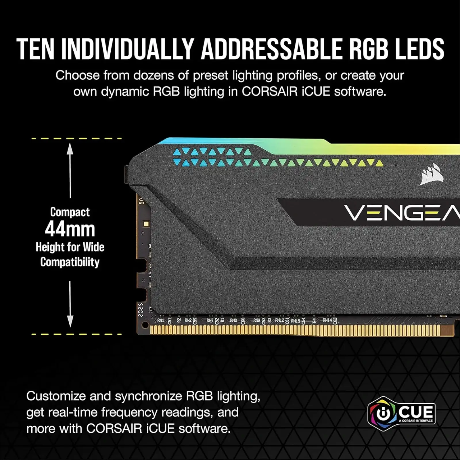 Оперативна пам'ять DDR4 2x16GB/3600 Corsair Vengeance RGB Pro SL Black (CMH32GX4M2D3600C18) UA