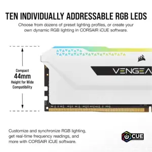 Оперативна пам'ять DDR4 2x16GB/3200 Corsair Vengeance RGB Pro SL White (CMH32GX4M2E3200C16W) UA