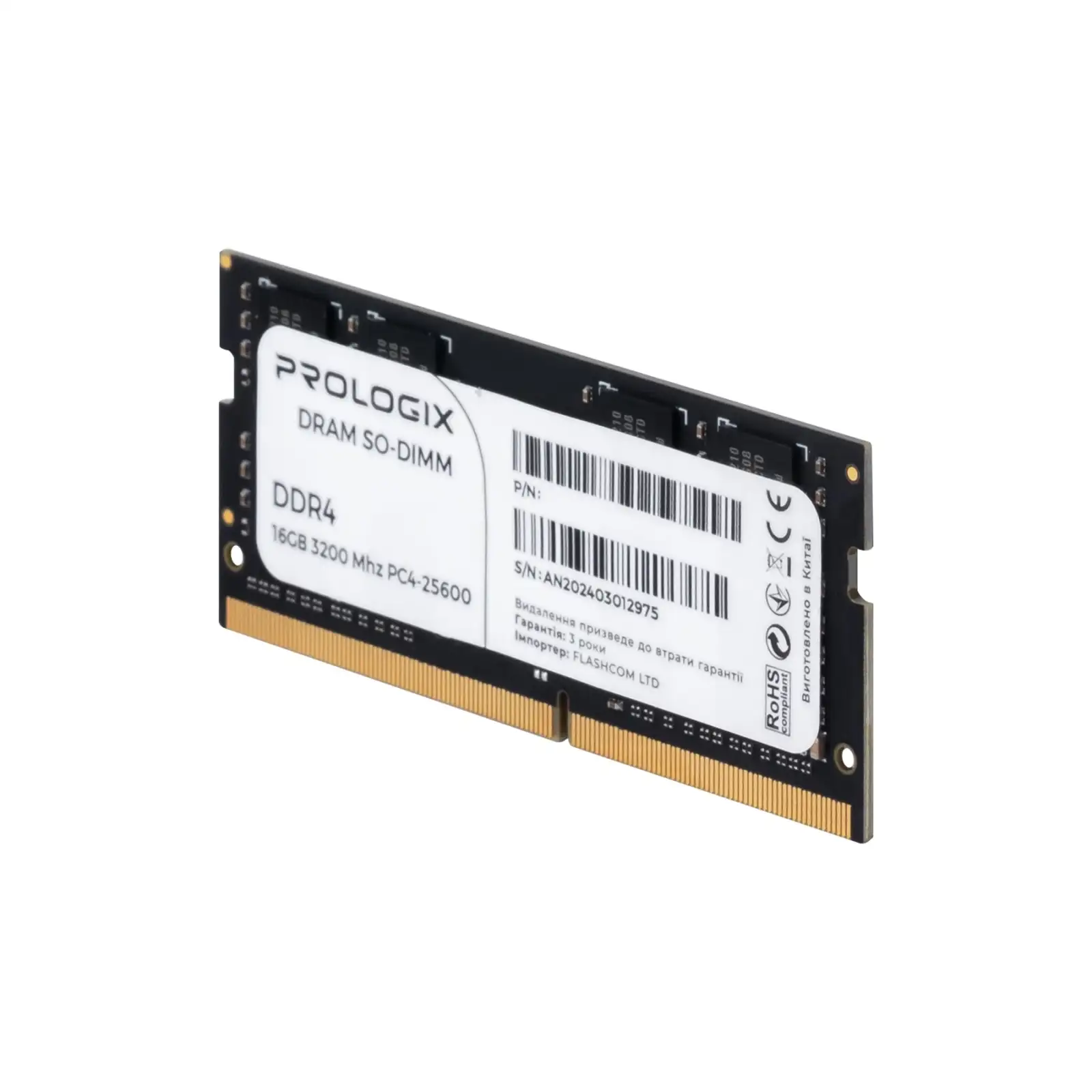 Оперативная память SO-DIMM 16GB/3200 1.35V DDR4 Prologix (PRO16GB3200D4SX) UA