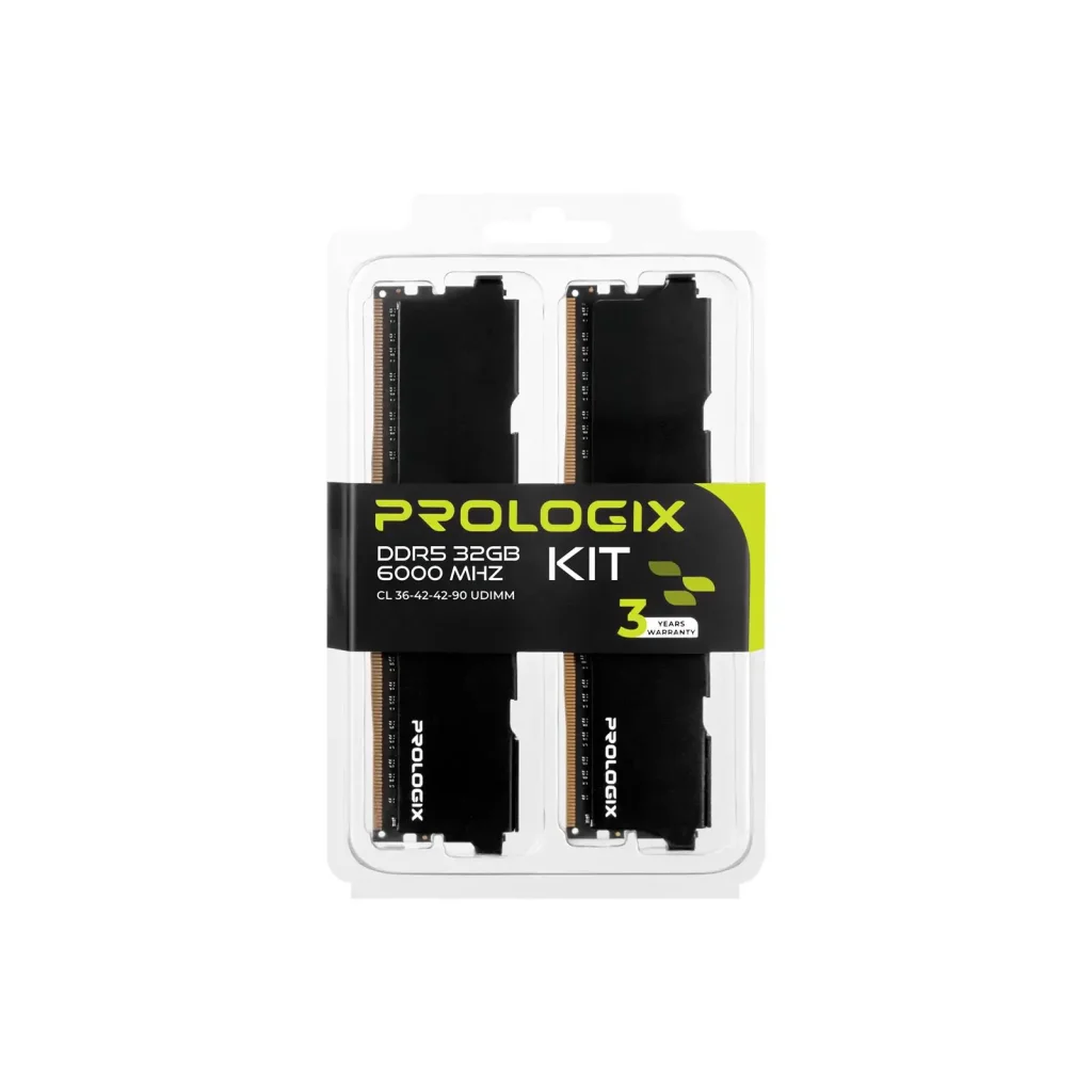 Модуль пам'яті DDR5 2x16GB/6000 Prologix Black (PRO32GB6000B5K) UA