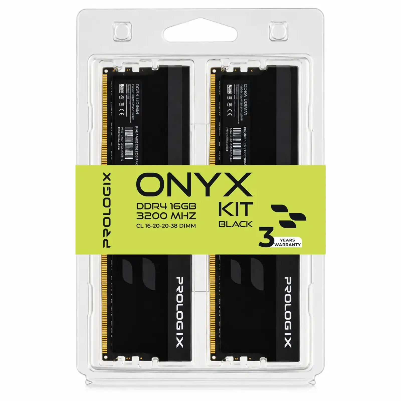 Модуль пам`ятi Prologix 16 GB (2x8GB) DDR4 3200 MHz Onyx Black (PRO16GB3200YB4K) UA
