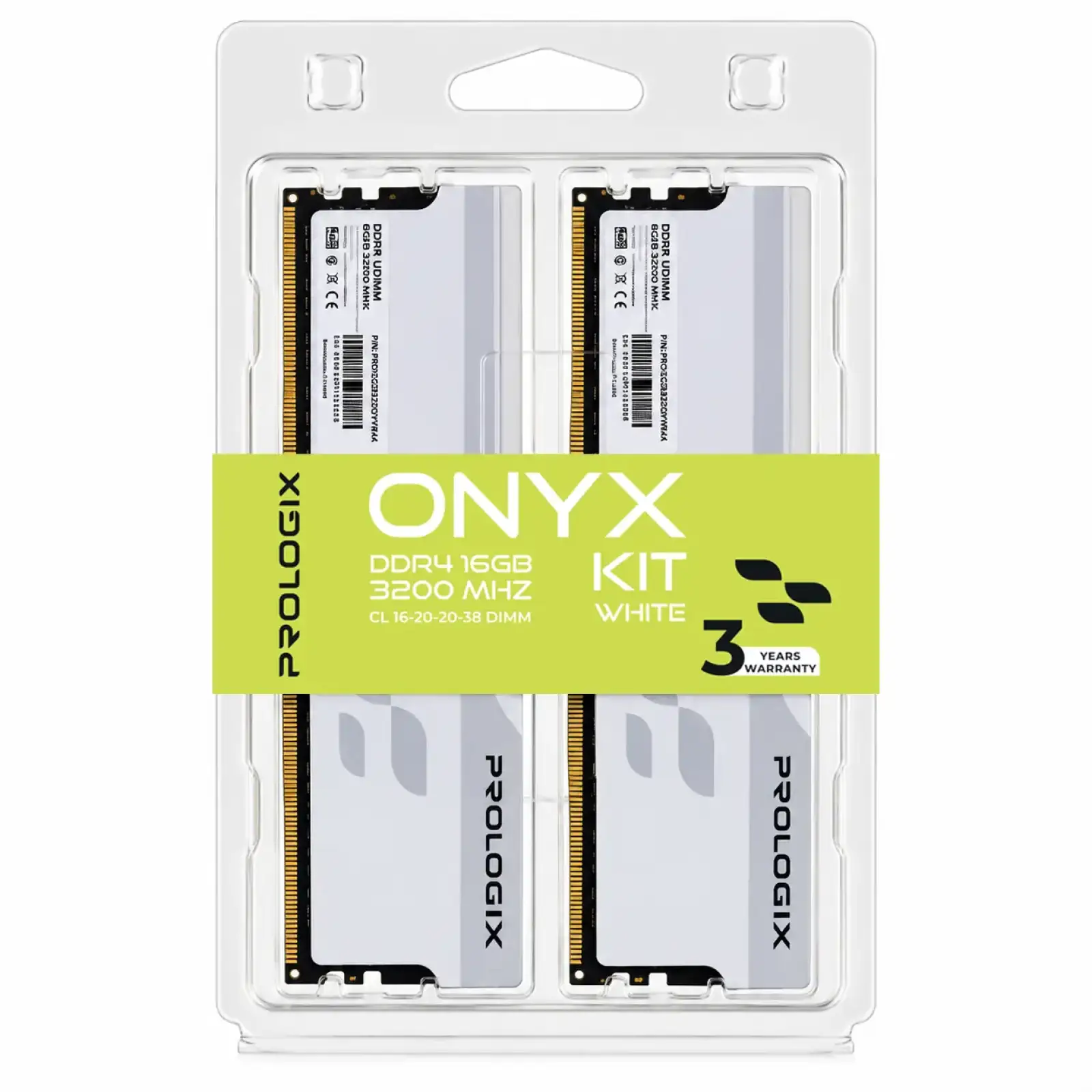 Модуль пам`ятi Prologix 16 GB (2x8GB) DDR4 3200 MHz Onyx White (PRO16GB3200YW4K) UA