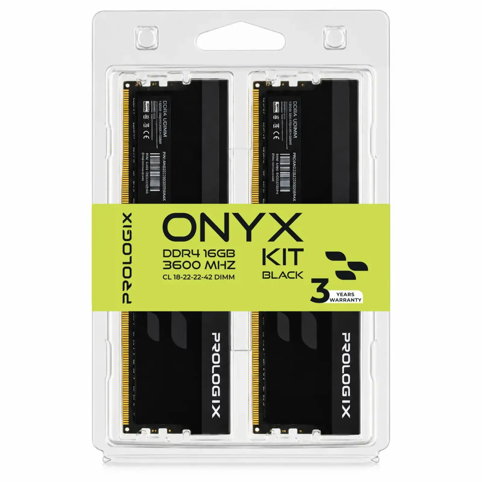 Модуль пам`ятi Prologix 16 GB (2x8GB) DDR4 3600 MHz Onyx Black (PRO16GB3600YB4K) UA