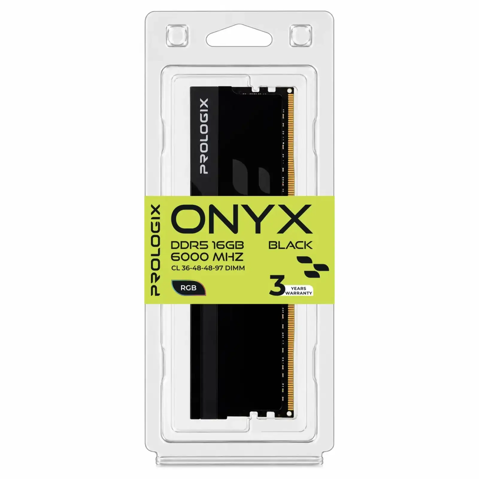 Модуль пам`ятi Prologix 16 GB DDR5 6000 MHz Onyx Black RGB (PRO16GB6000YBR5) UA