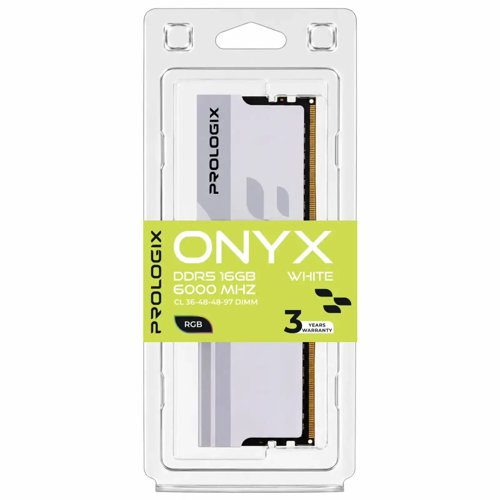 Модуль пам`ятi Prologix 16 GB DDR5 6000 MHz Onyx White RGB (PRO16GB6000YWR5) UA