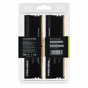 Модуль пам`ятi Prologix 32 GB (2x16GB) DDR4 3200 MHz Onyx Black (PRO32GB3200YB4K) UA