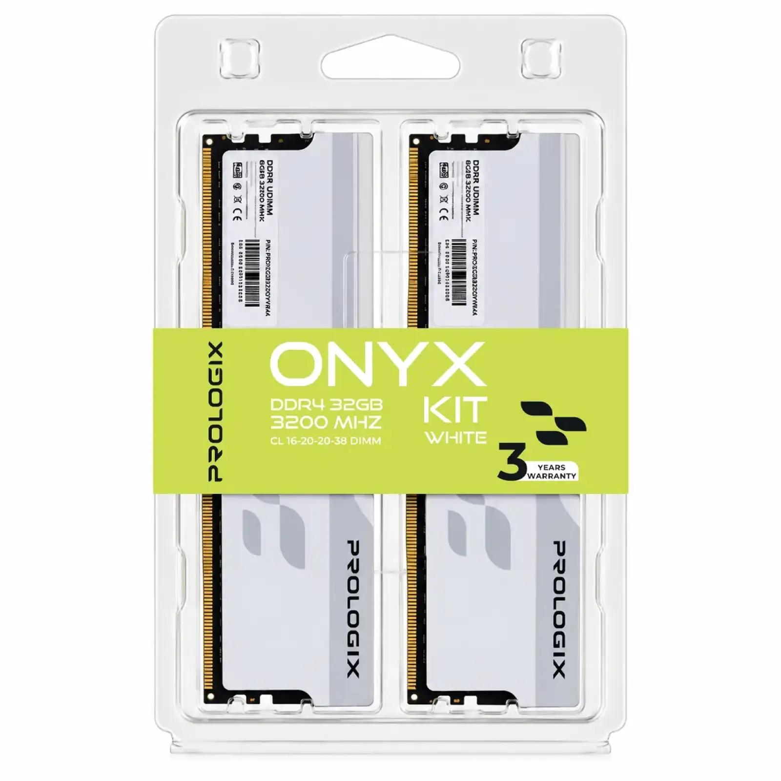 Модуль пам`ятi Prologix 32 GB (2x16GB) DDR4 3200 MHz Onyx White (PRO32GB3200YW4K) UA