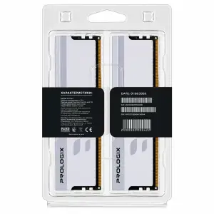 Модуль пам`ятi DDR4 2x16GB/3600 Prologix Onyx White RGB (PRO32GB3600YWR4K) UA