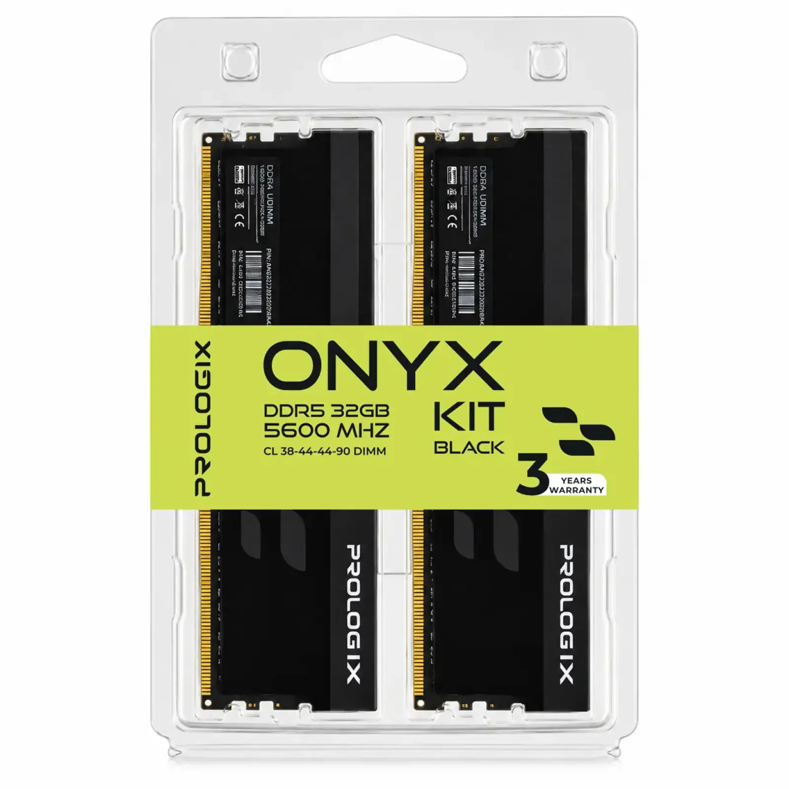 Модуль пам`ятi Prologix 32 GB (2x16GB) DDR5 5600 MHz Onyx Black (PRO32GB5600YB5K) UA