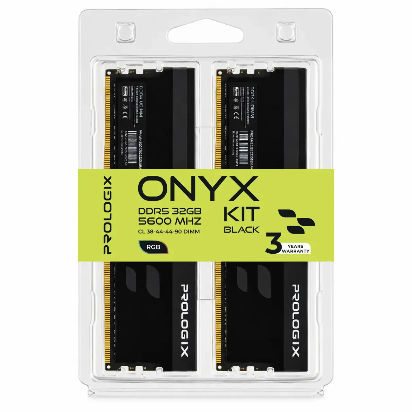 Модуль пам`ятi DDR5 2x16GB/5600 Prologix ONYX Black RGB (PRO32GB5600YBR5K) UA
