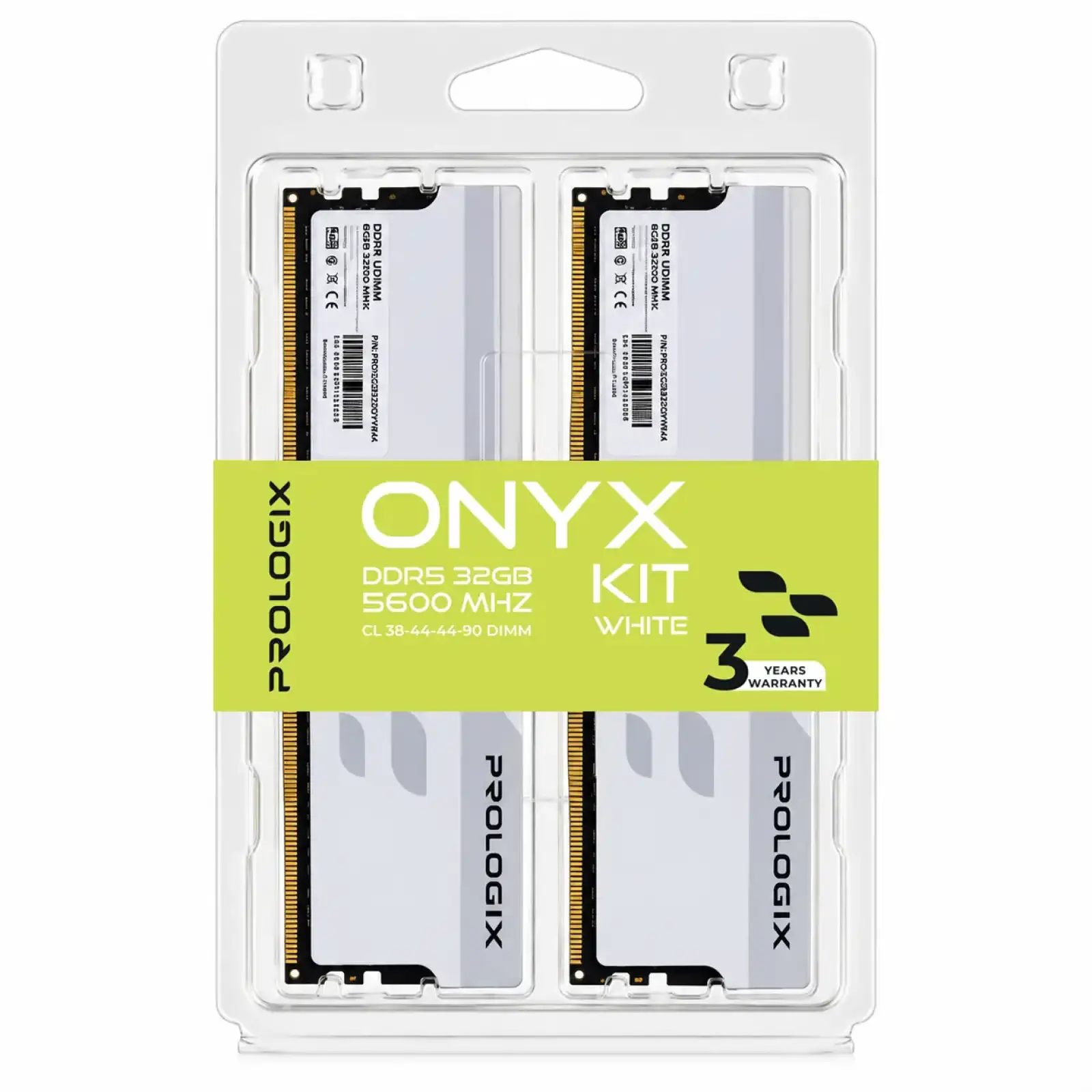 Модуль пам`ятi DDR5 2x16GB/5600 Prologix ONYX White (PRO32GB5600YW5K) UA