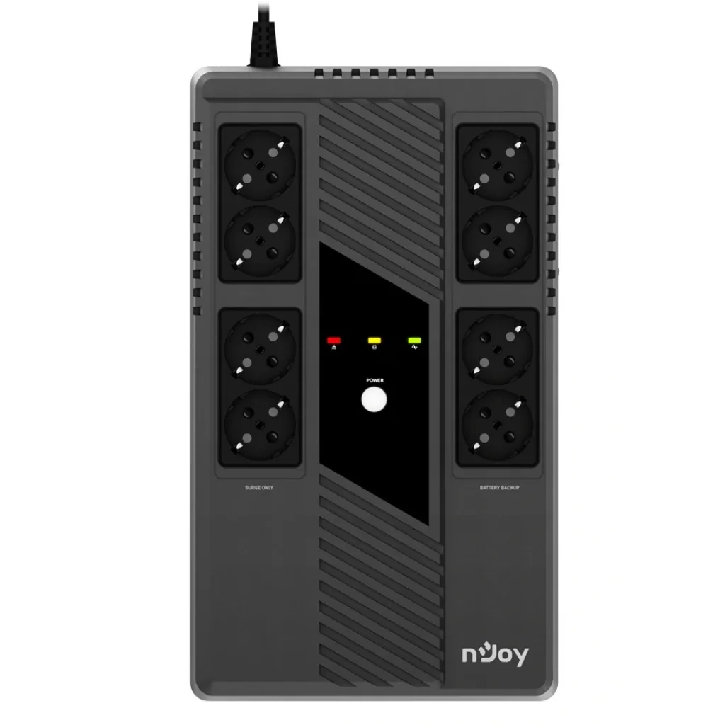 ДБЖ NJOY Token 600 (UPCSBLS660TTOAZ01B), Lin.int., 8 x Schuko, USB, пластик UA