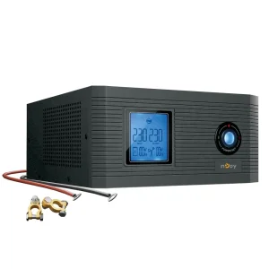 ДБЖ NJOY Aira 600 (UPCSTLP860TAICP01B), Lin.int., 2 x Schuko, LCD, пластик під зовнішній АКБ 40-200Ah UA